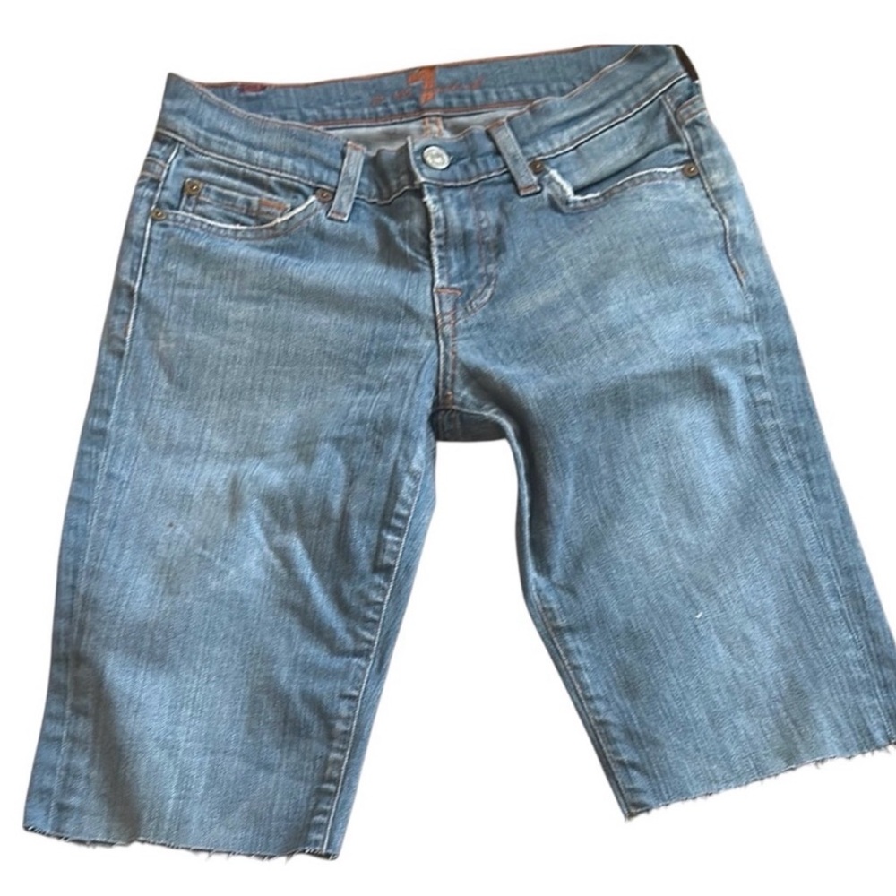 7 For All Mankind Light Blue Denim Jean Shorts